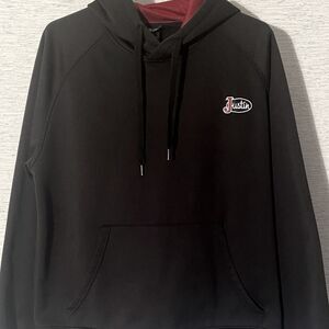 Justin Boots Black/Red Hoodie Men’s Large Kangaroo Pocket